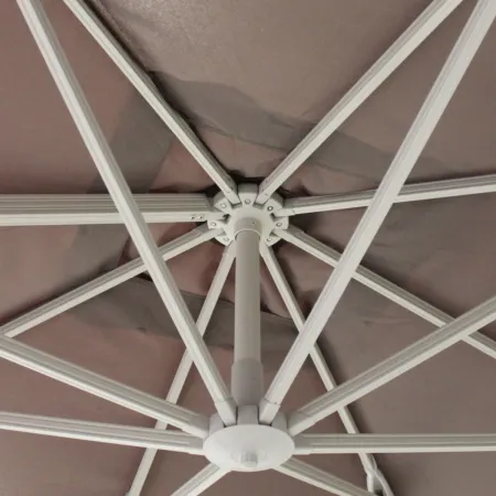 Ombrellone Quadrato 3x3 m Palo Laterale Bianco Tortora Telo Antivento