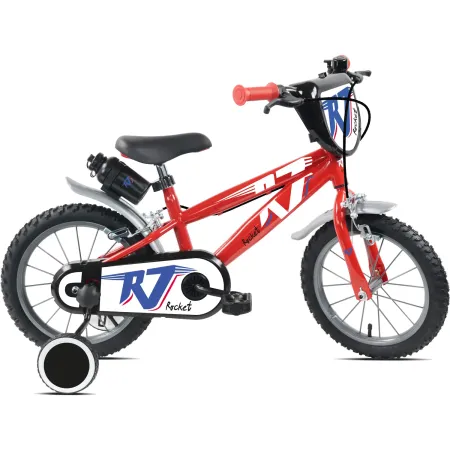 Bicicletta per Bambini 14" Rosso Rocket Rotelle Borraccia Trombetta