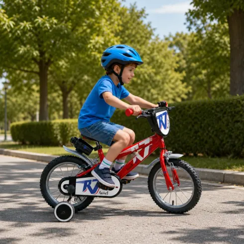 Bicicletta per Bambini 14" Rosso Rocket Rotelle Borraccia Trombetta