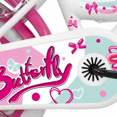 Bicicletta Bambini 12" Bianco Rotelle Removibili Seggiolino Cestino