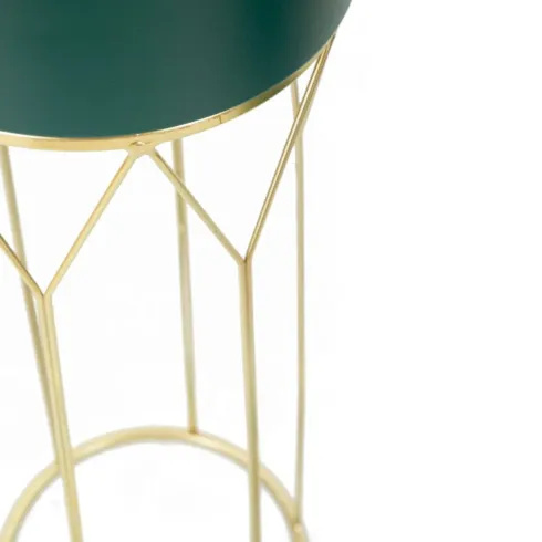 Set 2 Portavasi Metallo Verde Oro 23-19 cm Coppa Interna Portapiante