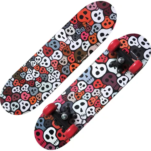 Skateboard 60x15 Scheletri Multistrato Acero 9 Strati Ruote Rosse PVC