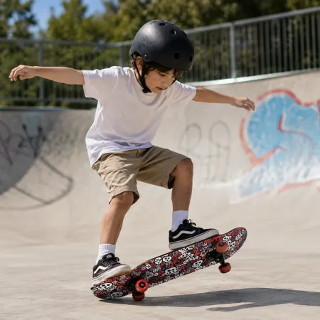 Skateboard 60x15 Scheletri Multistrato Acero 9 Strati Ruote Rosse PVC