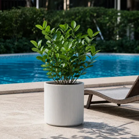Vaso in Resina Bianco 36x35 Resistente Raggi UV Materiale Riciclabile