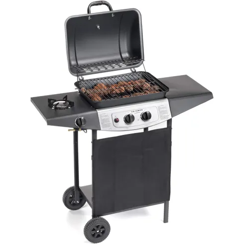 Barbecue a Gas Ompagrill 2+1 Fuochi 98x43x100cm Fornello Laterale