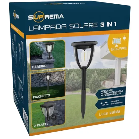 Lanterna Solare 3 in 1 LED 100 Luce Calda Muro Parete Picchetto Esterno