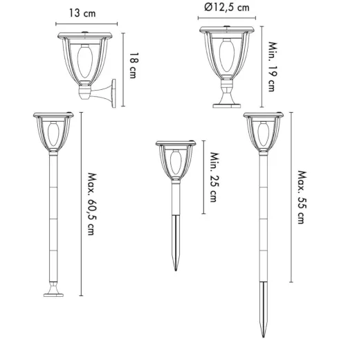 Lanterna Solare 3 in 1 LED 100 Luce Calda Muro Parete Picchetto Esterno