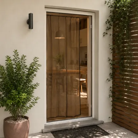 Tenda Zanzariera 140x240 Marrone Poliestere Anti Insetti Porta Finestra