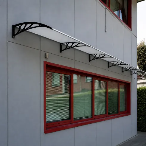 Pensilina Policarbonato Alveolare Trasparente 120x80cm Supporti ABS