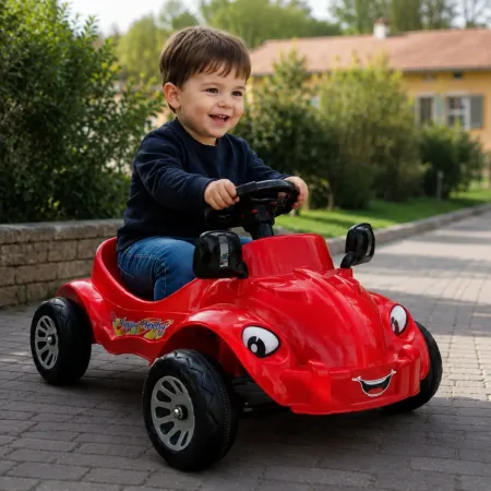 Auto a Pedali Cavalcabile per Bambini Happy Herbie Rosso con Clacson