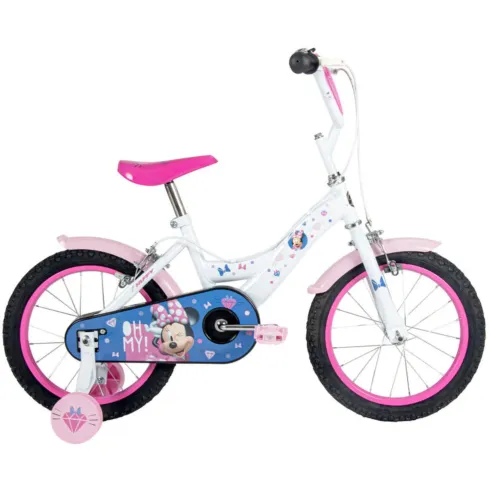 Bicicletta per Bambini 14" con Rotelle Minnie Disney Bianco a Sfera