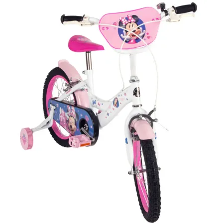 Bicicletta per Bambini 14" con Rotelle Minnie Disney Bianco a Sfera