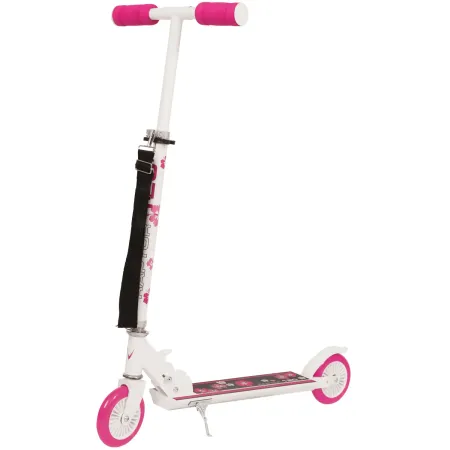 Monopattino Bambini 2 Ruote Pieghevole Bianco Fucsia Altezza Regolabile