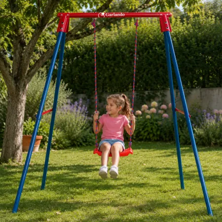 Altalena da Giardino per Bambini Acciaio Blu Rosso Seduta Tavoletta