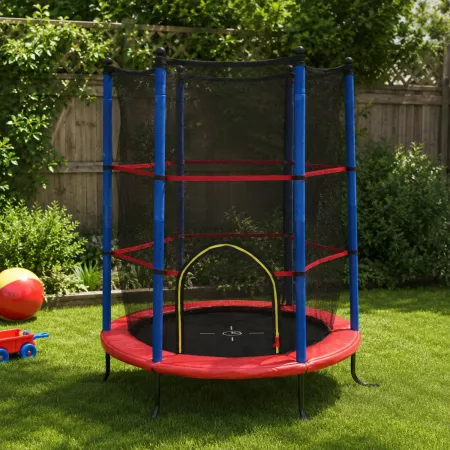 Trampolino Elastico 140 cm per Bambini Rete Sicurezza Interno Esterno