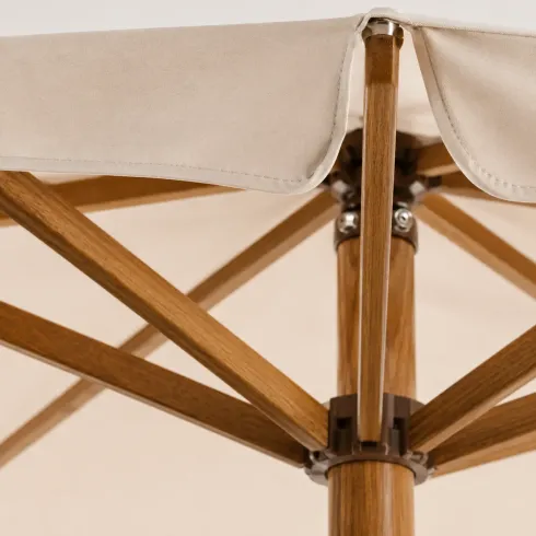 Ombrellone in Legno 3x3 Bianco Quadrato con Corda Palo Centrale