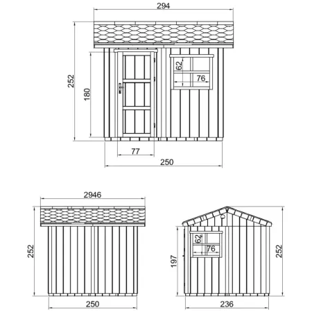 Casetta da Giardino in Legno Grezzo 236x250 cm 6 m2 Box con Pavimento