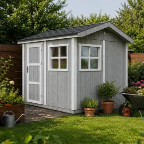 Casetta da Giardino in Legno Grigio Chiaro 236x250 cm 6 m2 Pavimento 2