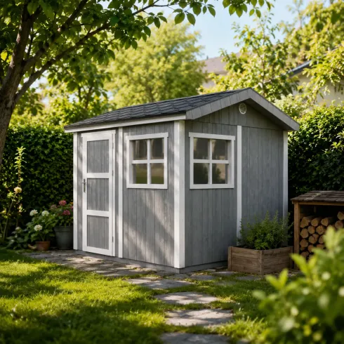 Casetta da Giardino in Legno Grigio Scuro 236x250 cm 6 m2 Pavimento