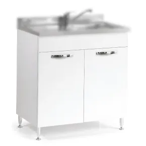 Mobile da cucina Sotto Lavello 2 Ante 80 cm Senza Lavello in Legno Bianco Basso | BricoShop24