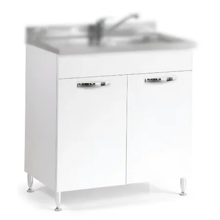 Mobile da cucina Sotto Lavello 2 Ante 80 cm Senza Lavello in Legno Bianco Basso | BricoShop24