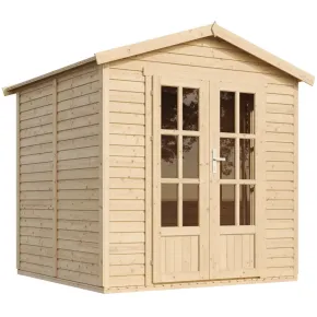 Casetta da Giardino in Legno Grezzo 2x2m 4 m2 Pavimento Porta Vetrata