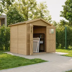 Casetta da Giardino in Legno 2x2m 4 m2 Pavimento Doppia Porta Vetrata 2