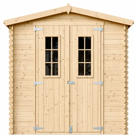 Casetta da Esterno in Legno 2x2 m Doppia Porta Finestrata Deposito