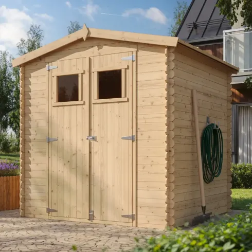 Casetta da Giardino 2x2 in Legno 19 mm Doppia Porta Deposito Attrezzi