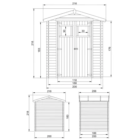 Casetta da Giardino 2x2 Legno 19 mm Pavimento Porta Deposito Attrezzi