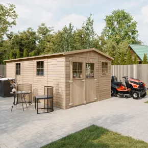 Casetta da Giardino 3x5 m in Legno 17 mm Porte Doppie Finestre 15 m2 2