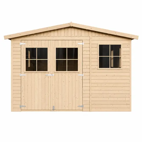 Casetta da Giardino 3x5 m in Legno 17 mm Porte Doppie Finestre 15 m2