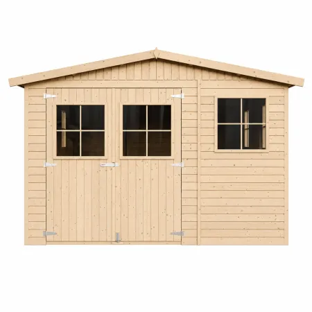 Casetta da Giardino 3x5 m in Legno 17 mm Porte Doppie Finestre 15 m2