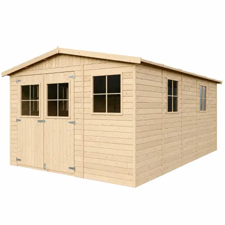 Casetta da Giardino 3x5 m Legno 17 mm Pavimento Porte Finestre 15 m2