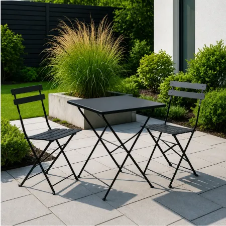 Set Tavolo da Giardino Quadrato 70x70 cm con 2 Sedie Antracite