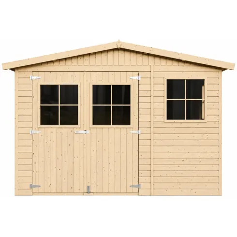 Casetta da Giardino 3x4 m Legno 17 mm Tetto OSB Doppia Porta Finestre