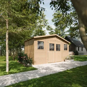 Casetta da Giardino 4x2 m Legno 17 mm Pavimento Doppia Porta Finestre 2
