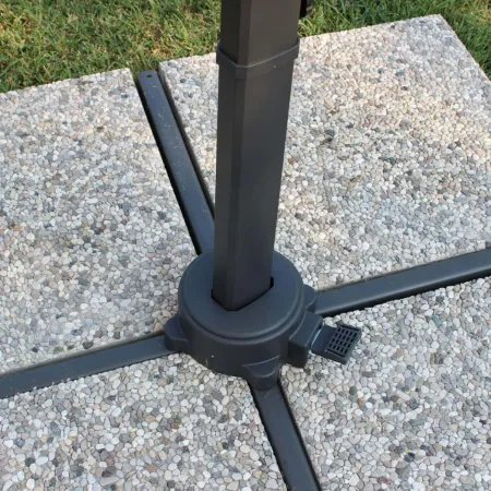 Ombrellone per Giardino 3x3 Palo Laterale Acciaio Nero Telo Grigio