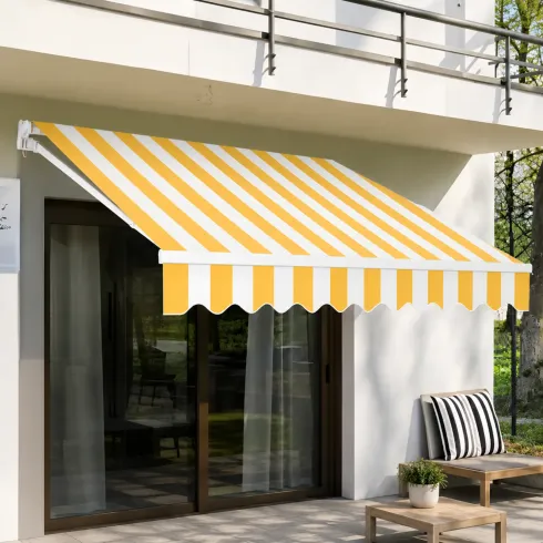 Tenda da Sole con Bracci Retrattili 395x250 cm con Motore Righe Giallo