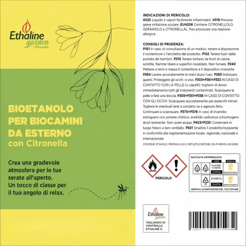8 Taniche 5L Bioetanolo con Citronella per Biocamini da Esterno