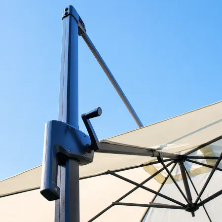 Ombrellone per Giardino 3x3 Palo Laterale Ecrù Nero Base a Crociera