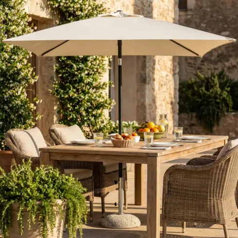 Ombrellone per Giardino 2x2 Quadrato Palo Centrale Ecrù Alluminio