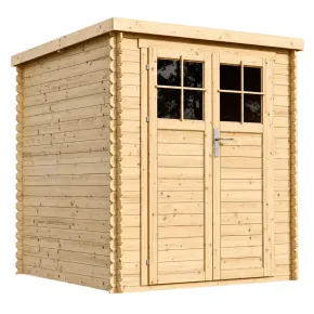 Casetta da Giardino in Legno 2x2 19 mm Doppia Porta con Serratura