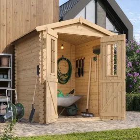Casetta da Giardino in Legno 180x180 Tetto OSB Doppia Porta 19 mm 2