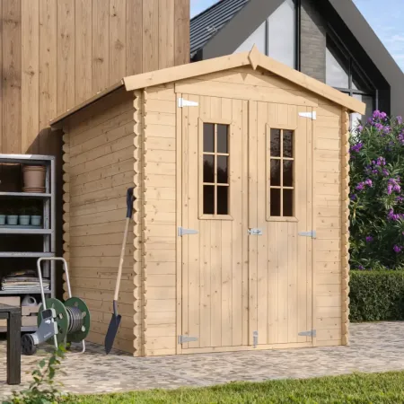 Casetta da Giardino in Legno 180x180 Tetto OSB Doppia Porta 19 mm
