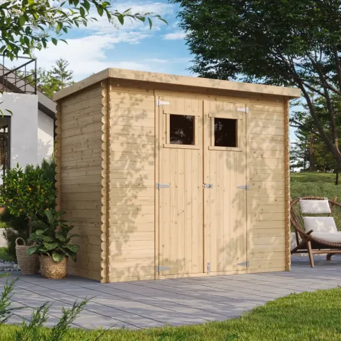 Casetta da Giardino in Legno 235x130 cm Porte Finestrate 19 mm