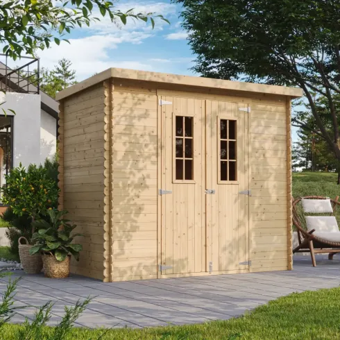 Casetta da Giardino 235x130 Legno 19 mm Pavimento Doppia Porta 3 m2
