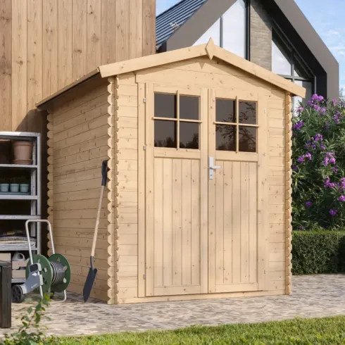 Casetta da Giardino in Legno 180x180 Pavimento Porta con Serratura
