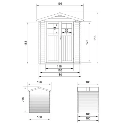 Casetta da Giardino in Legno 180x180 Pavimento Porta con Serratura