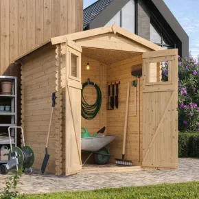 Casetta da Giardino 180x180 in Legno 19mm Porta con Finestra 2